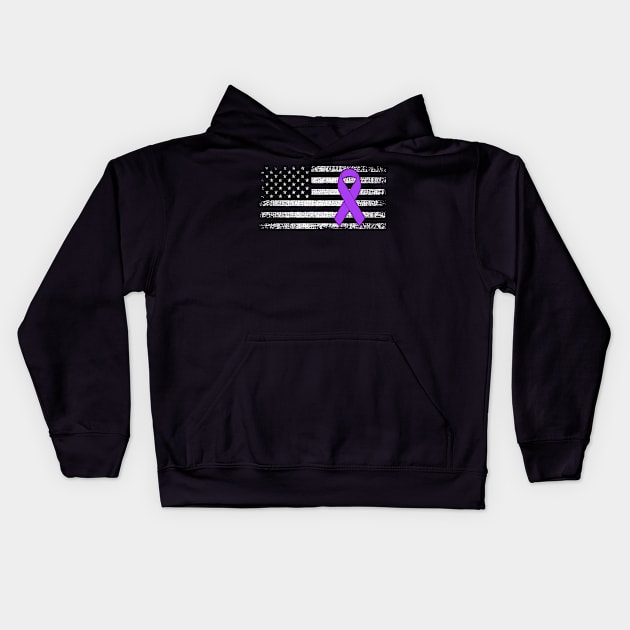 Hodgkin's Lymphoma Breast Cancer Awareness Classic American Flag Kids Hoodie by Gendon Design